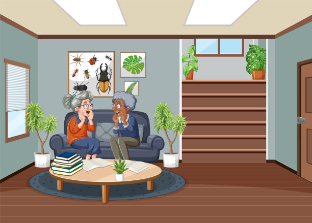 两个老妇人坐在沙发上聊天图片下载