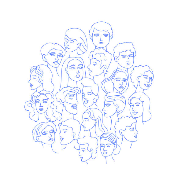 线条艺术插图的不同群体的人。图片下载