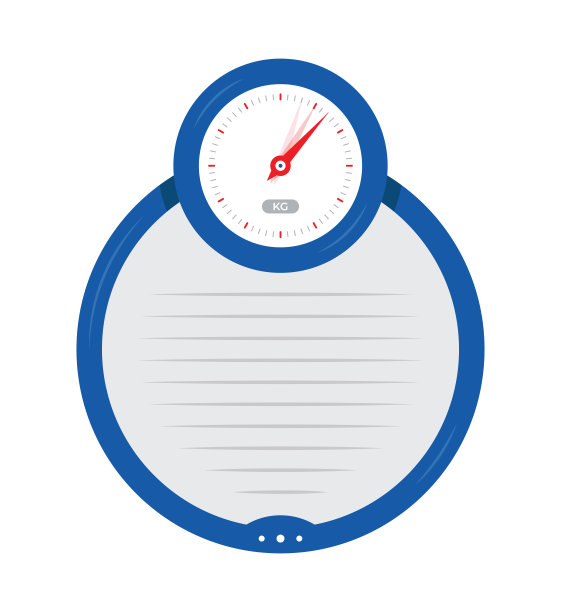 模拟重量为千克。矢量海军蓝称重秤。圆形比例设计图片下载