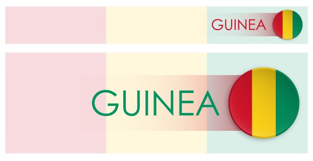 现代新形态风格的几内亚国旗横网横幅。网页几内亚国家标题按钮移动应用程序或互联网网站。向量图片下载