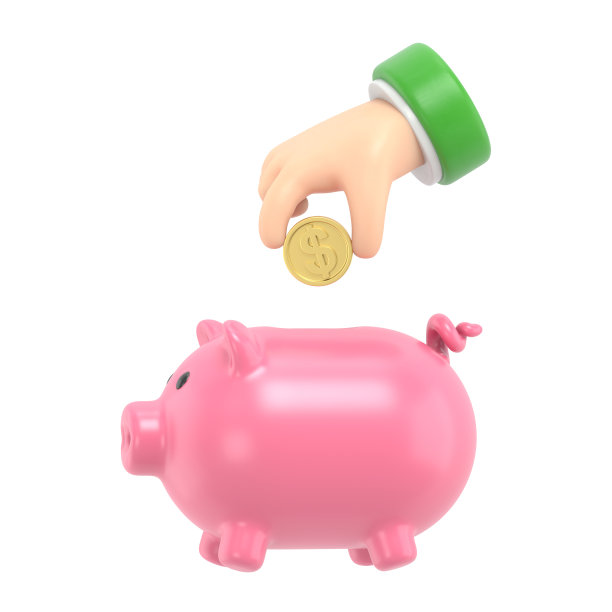 卡通手势图标模型。节省时间到存钱罐。白色背景的3d渲染。图片下载