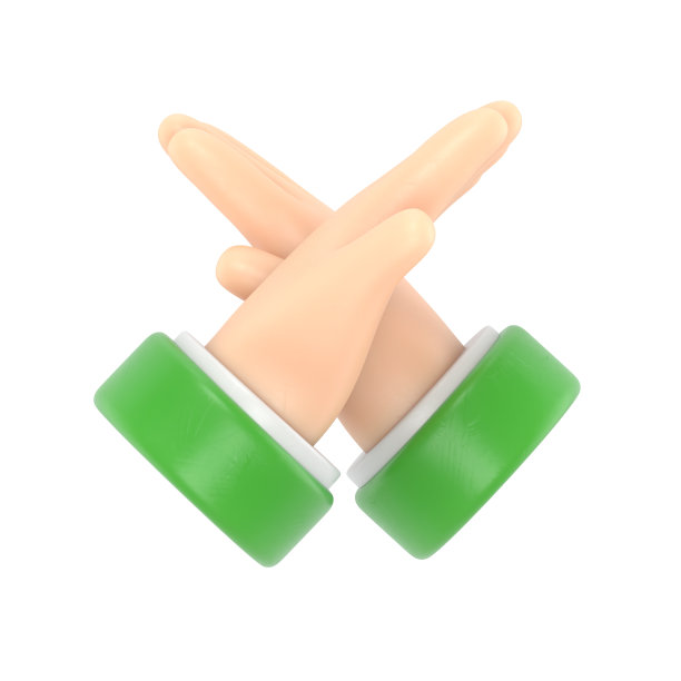 双手交叉的手势。双臂交叉的拒绝表情。消极的象征。停止的迹象。说不。防御或限制。3D插图平面设计。孤立在白色背景上。图片下载