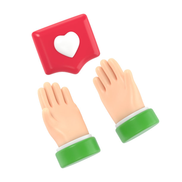 手伸向别针，就像带着翅膀的心。社会隐喻，揭示新受众的概念，发表评论。白色背景的3D渲染。图片下载