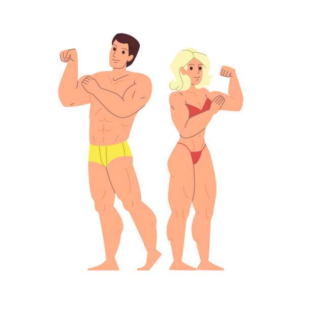 强壮的夫妇一起展示肱二头肌强壮。由于协同效应和积极的态度，年轻家庭在合作成功后变得更加强大图片下载
