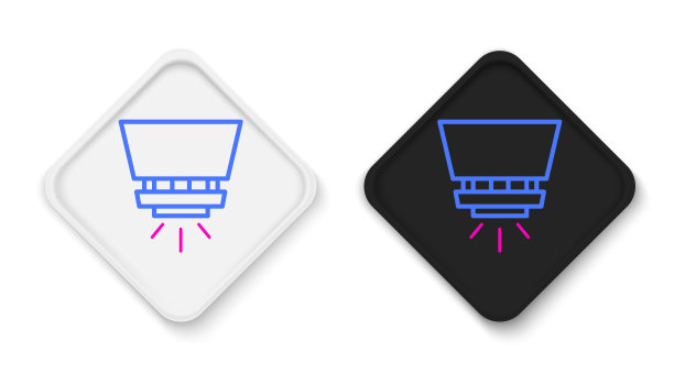 线消防喷淋系统图标隔离在白色背景。喷头，灭火器固体图标。色彩缤纷的轮廓概念。向量图片下载