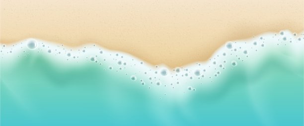 泡沫海浪在沙滩上的顶部视图图片下载