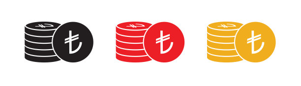 黑色，红色和金色的土耳其里拉概念。白色背景的土耳其里拉图片下载