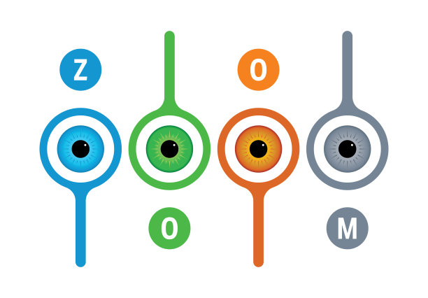 蓝色，绿色，棕色，灰色的眼睛和变焦的概念图片下载