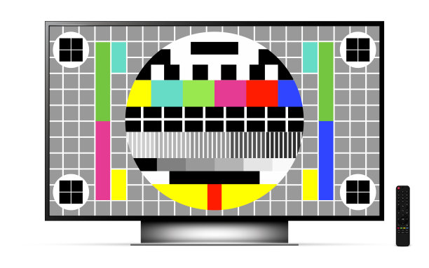 逼真的电视屏幕与遥控器。智能电视模型。图片下载