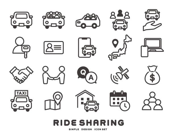 矢量插图材料的图标相关的乘车共享图片下载