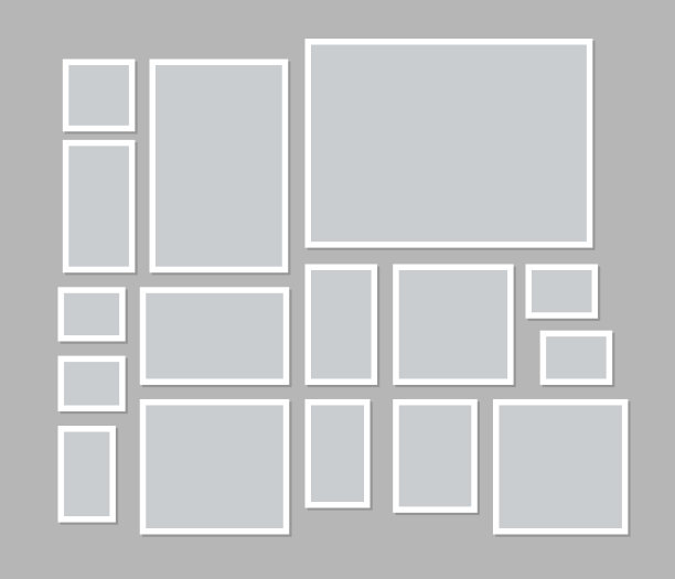 画廊墙上的相框拼贴图片下载