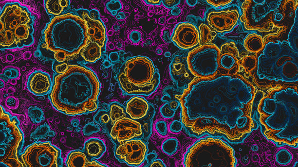 彩色抽象地形图与火山口。地理地形图的高程等高线。玛瑙切割石片。抽象细致的大理石横截面背景石。矢量图图片下载