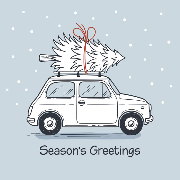 圣诞节的车图片下载