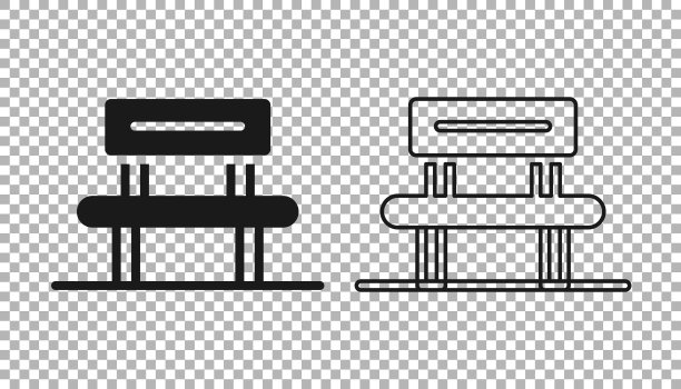 黑色候车厅图标隔离在透明的背景。向量图片下载