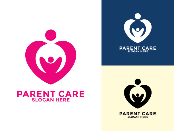 家长心关怀标志设计模板，家庭心标志设计插图图片下载