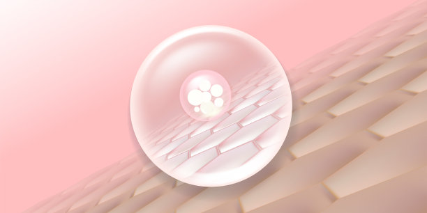 透明质酸和烟酰胺前后的头发和皮肤的解决方案广告，粉红色胶原蛋白血清滴入皮肤细胞与化妆品广告背景准备使用，插图矢量。图片下载