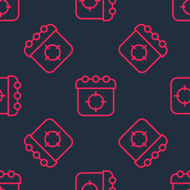 红线目标运动图标隔离无缝图案黑色背景。有射击场或射击编号的干净靶。向量图片下载