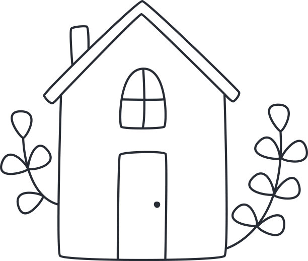 房子和树叶插画图片下载