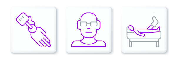 断腿，假手，视力差的病人。向量图片下载