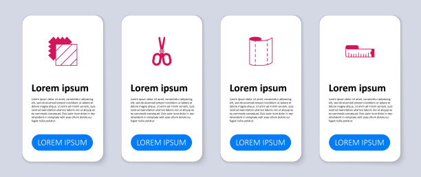 集卷尺，纺织织物卷，剪刀和层服装纺织品。业务信息图表模板。向量图片下载