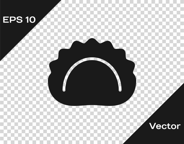 黑色饺子图标隔离在透明的背景。Pierogi, varenyky, pelmeni，饺。传统的乌克兰食物。向量图片下载