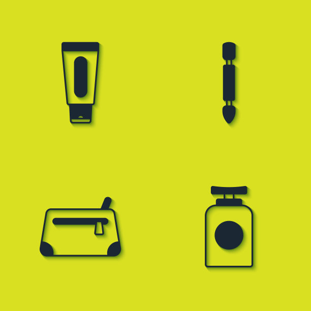 设置管护手霜，化妆袋和角质层推动图标。向量图片下载