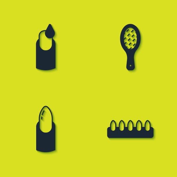 设置美甲，假指甲，美甲和文件图标。向量图片下载