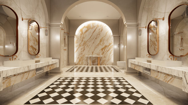 内部空的豪华住宅开放空间。客厅和食品储藏室厨房。双面空间内部。3d渲染。图片下载