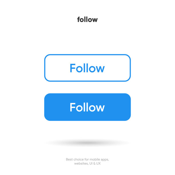 关注我们的贴纸按钮标签徽章标志标志标志的移动应用程序，网站，用户界面UX，推广。高质量矢量插图EPS10图片下载