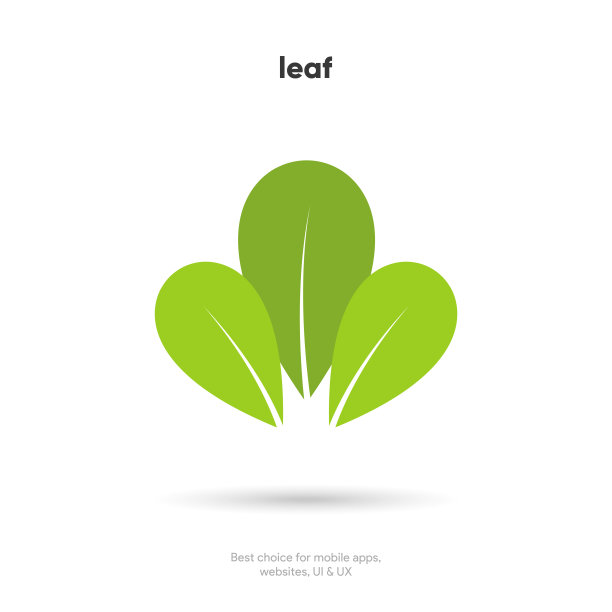平坦的绿叶图标。叶子在孤立的白色背景上签名。绿叶符号。图标设计的自然，生态，素食，生物标签。图片下载