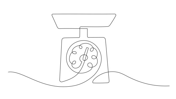 机械秤，重量测量线艺术股票插图图片下载