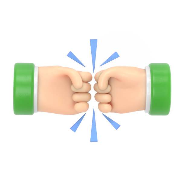 卡通手势图标模型。两个拳头在争吵中紧握。商人之间的分歧。商业冲突象形图，辩论，白底3D渲染。图片下载
