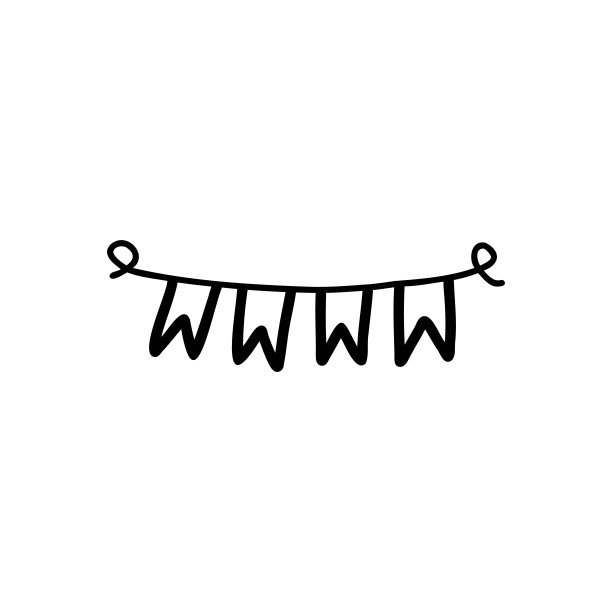 节日花环旗。矢量单一剪贴画在涂鸦风格的旗帜花环。白色背景上的孤立元素。图片下载