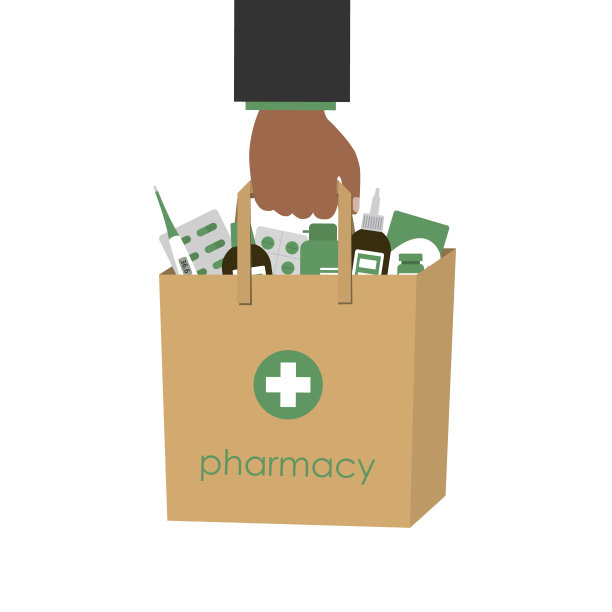 手提式纸袋药品。药房网上销售概念图片下载