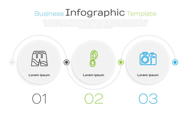 短裤或长裤，带耳环的耳朵和照相机。业务信息图表模板。向量图片下载
