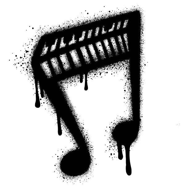 Nada图标的涂鸦是一架喷了黑色喷漆的钢琴图片下载