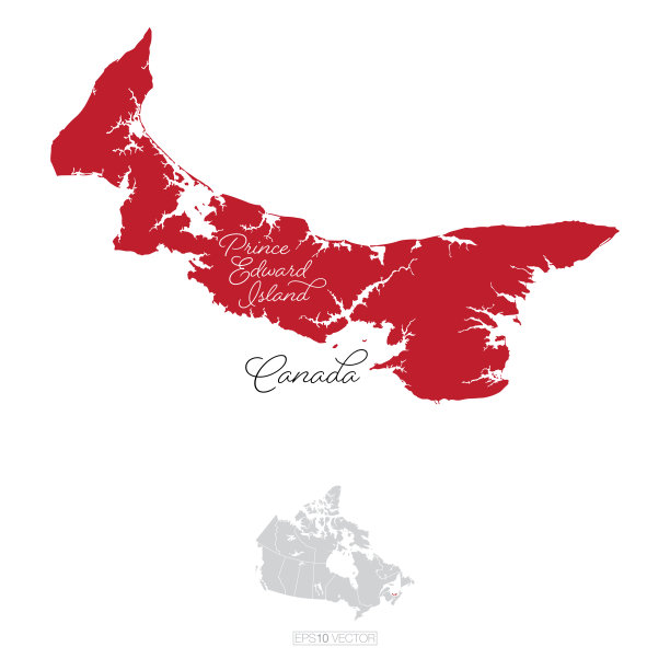 爱德华王子岛加拿大矢量地图插图图片下载