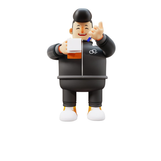 3D卡通人物。卡通人物拿着笔记本和笔。男孩和吉他图片下载