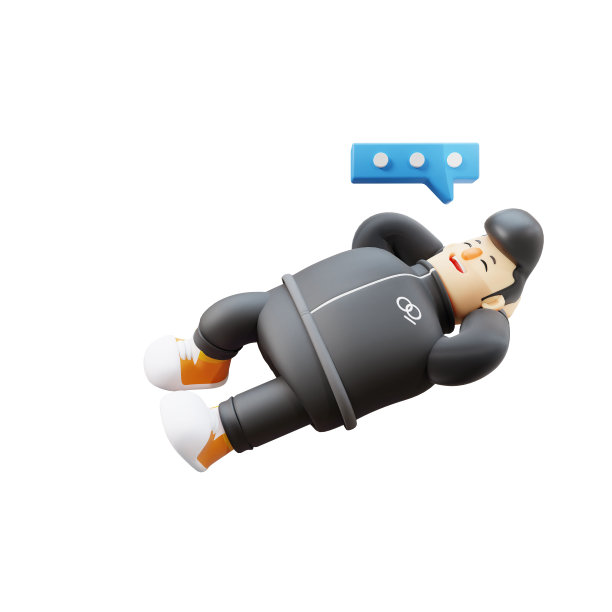 一个男孩演奏音乐的插图。卡通人物放松与思想泡泡。卡通人物与3D吉他图片下载