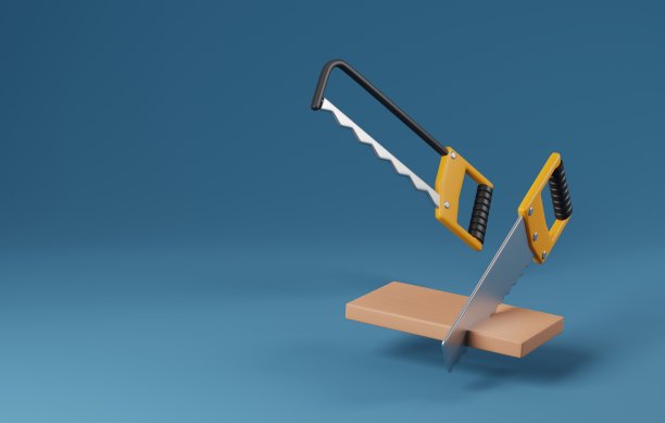 手锯用于建筑和木工。3D渲染图片下载