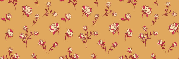 黄色图案与抽象创意玫瑰花蕾，玫瑰图案。矢量手绘。风格化的小树枝花无缝的背景。简单的装饰设计，纺织，印花，表面设计图片下载