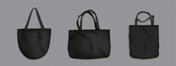 黑色环保购物袋模型。织物模板图片下载