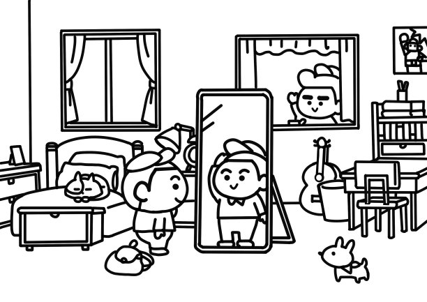 男孩穿好衣服准备和朋友出去。图片下载