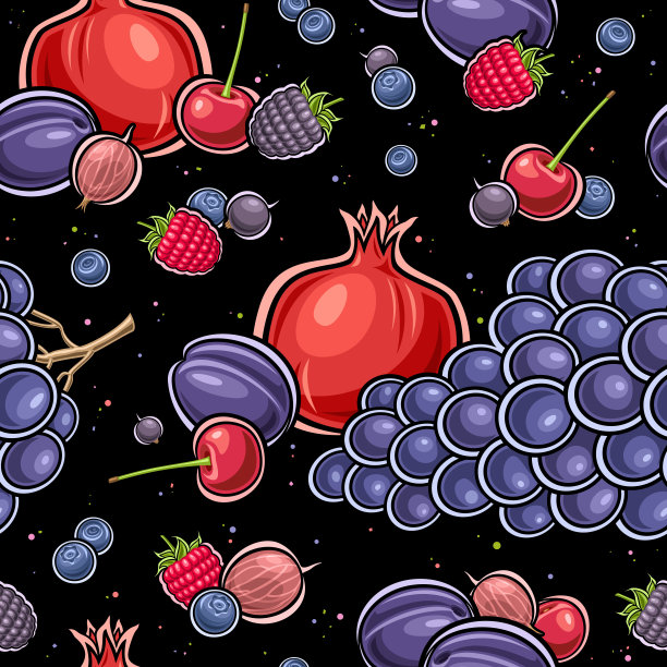 矢量浆果无缝图案图片下载