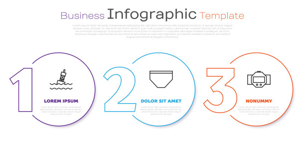 海上浮筒、泳裤、潜水表。业务信息图表模板。向量图片下载