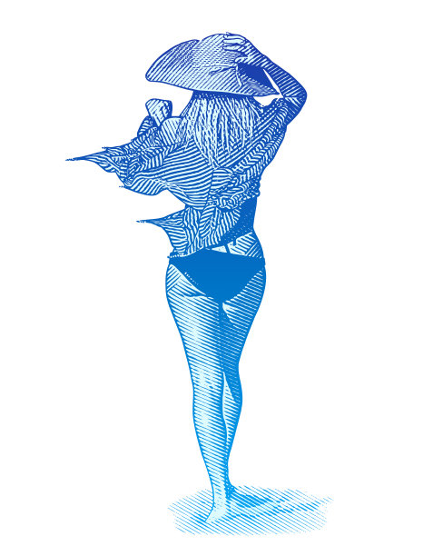 美丽的年轻女子走在沙滩上图片下载