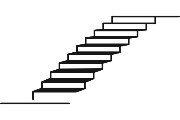 楼梯象征着达到成就。楼梯矢量图标隔离在白色背景。图片下载