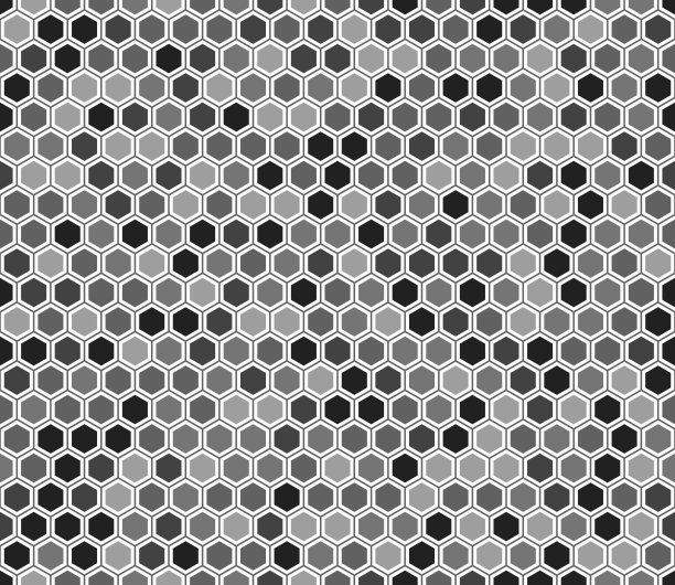 几何形状的图案。内部有实体细胞的简单六边形图案。灰色色调。六边形几何形状。无缝模式。可平铺矢量插图。图片下载