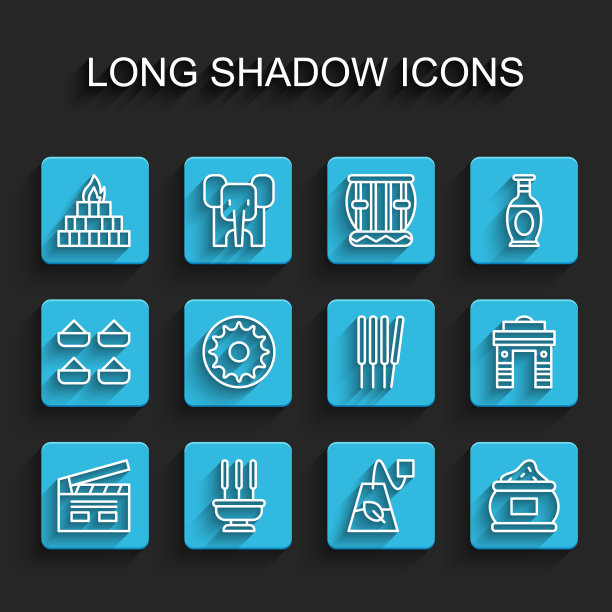 集线宝莱坞印度电影，香，Yagna，茶包，印度香料，脉轮，门德里和芳香香图标。向量图片下载