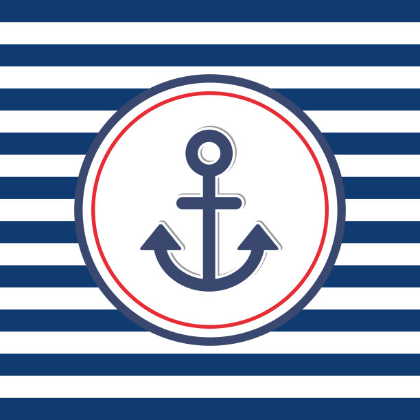 强大的锚符号在海军白色和蓝色的背景，装饰背景图片下载